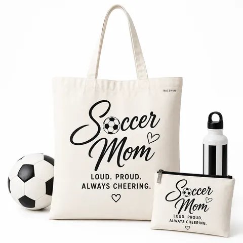 Soccer Theme Printed Canvas Tote — product gallery view