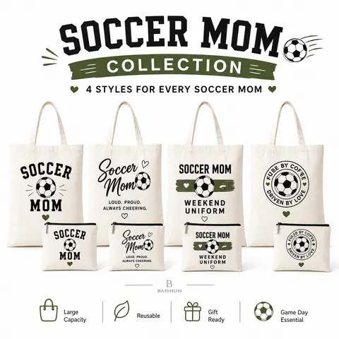 Soccer Theme Printed Canvas Tote — product gallery view