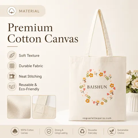 Floral Wreath Print Cotton Canvas Tote — product gallery view