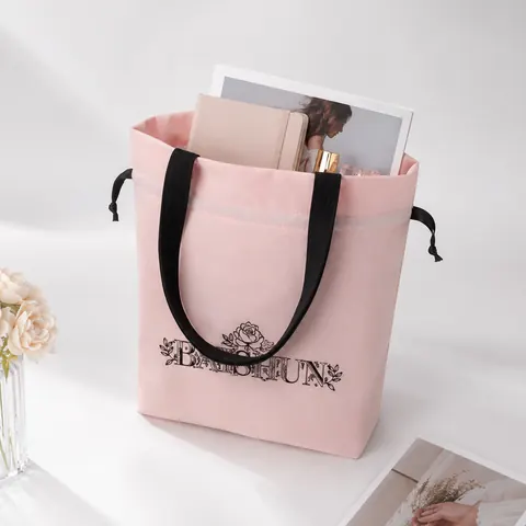 Pink Side-Drawstring Tote