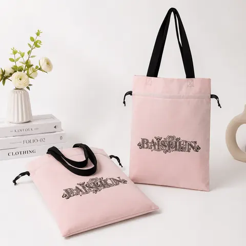 Pink Side-Drawstring Tote — product gallery view