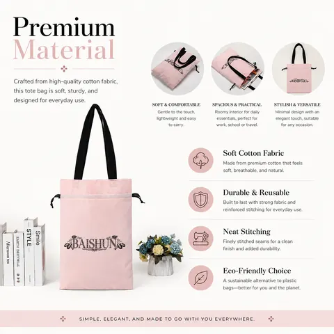 Pink Side-Drawstring Tote — product gallery view