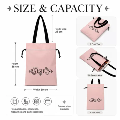 Pink Side-Drawstring Tote — product gallery view