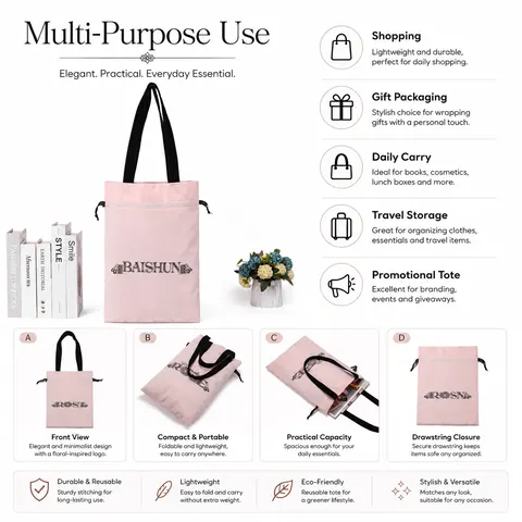 Pink Side-Drawstring Tote — product gallery view