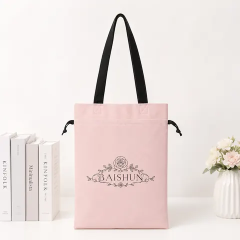 Pink Side-Drawstring Tote — product gallery view