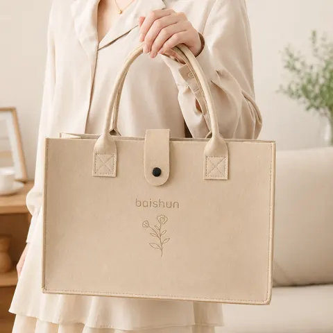 Snap-Closure Canvas Tote