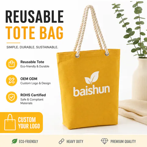 Rope-Handle Canvas Shopping Tote — product view 2