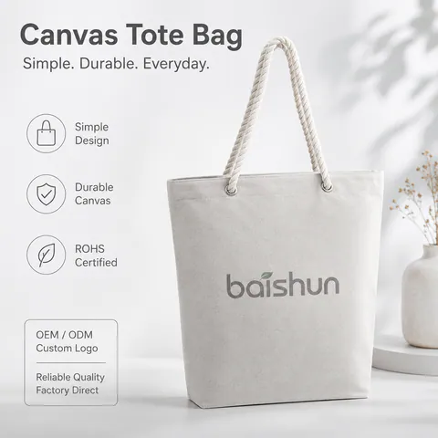 Rope-Handle Canvas Shopping Tote — product view 4