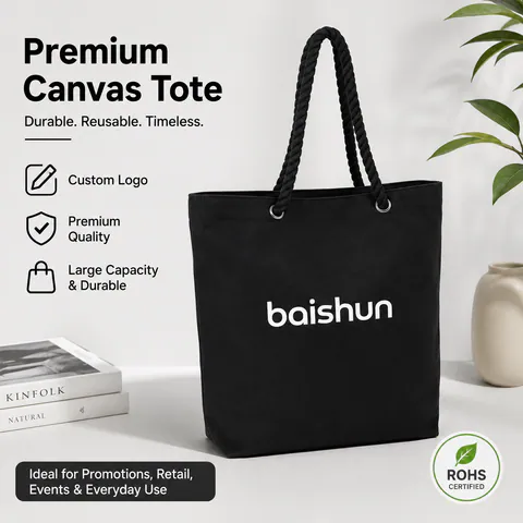 Rope-Handle Canvas Shopping Tote — product view 5
