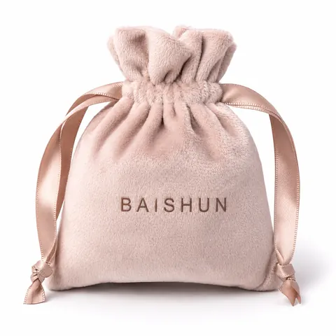 Pink Velvet-Look Drawstring Gift Pouch — product gallery view