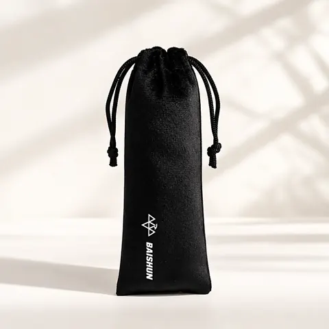 Black Velvet-Look Eyewear Drawstring Pouch — product gallery view