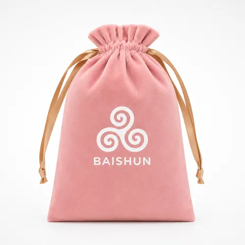 Pink Swirl-Logo Velvet-Look Pouch — product gallery view