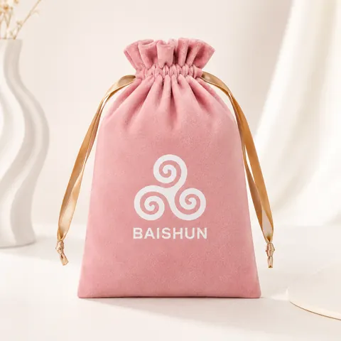 Pink Swirl-Logo Velvet-Look Pouch — product gallery view