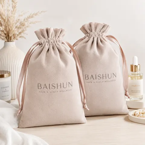Blush Soft-Fabric Drawstring Pouch — product gallery view