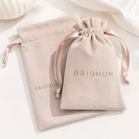 Blush Soft-Fabric Drawstring Pouch — product gallery view