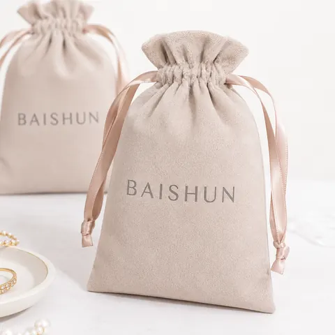 Blush Soft-Fabric Drawstring Pouch — product gallery view