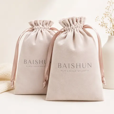 Blush Soft-Fabric Drawstring Pouch — product gallery view