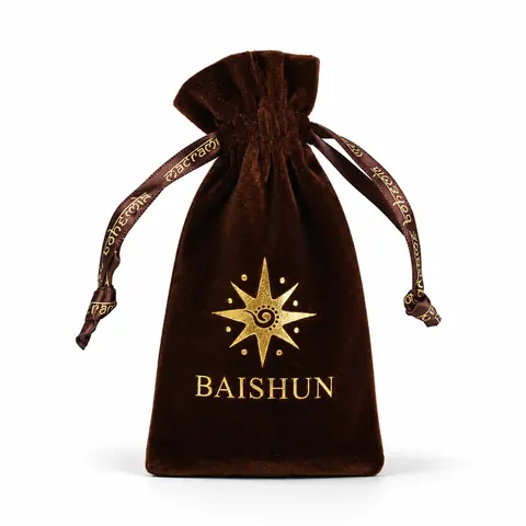Brown Star-Motif Velvet-Look Pouch — product gallery view