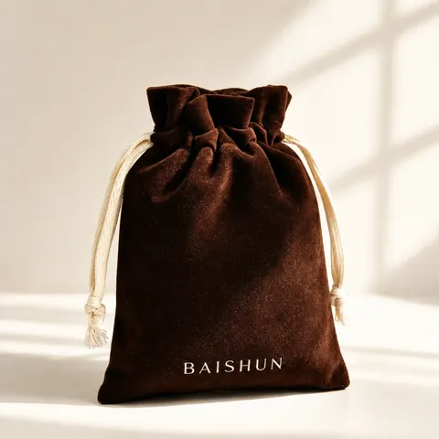 Dark Brown Velvet-Look Light-Cord Pouch — product gallery view