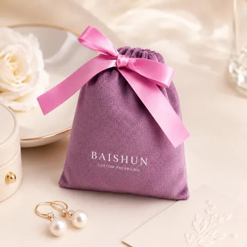 Purple Velvet-Look Bow Gift Pouch — product gallery view