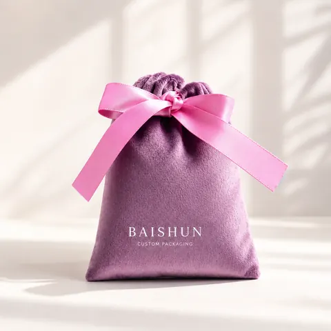 Purple Velvet-Look Bow Gift Pouch — product gallery view