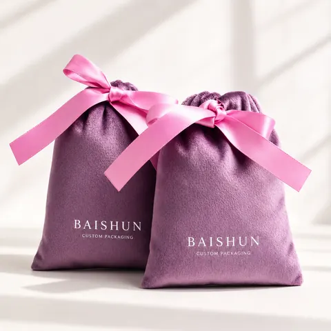 Purple Velvet-Look Bow Gift Pouch — product gallery view