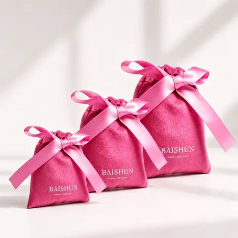 Bright Pink Velvet-Look Bow Pouch