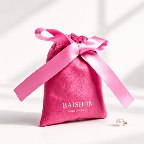 Bright Pink Velvet-Look Bow Pouch — product gallery view