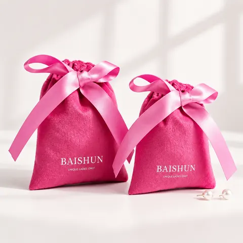Bright Pink Velvet-Look Bow Pouch — product gallery view