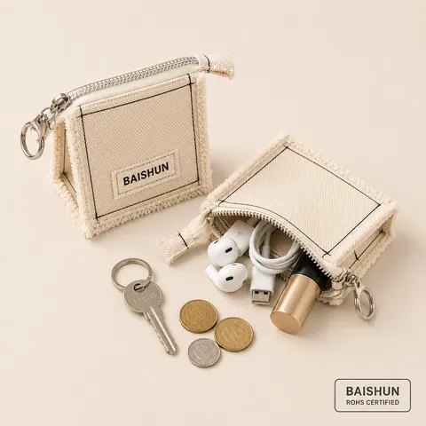 Square Keychain Canvas Zipper Pouch — product gallery view