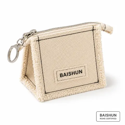 Square Keychain Canvas Zipper Pouch — product gallery view