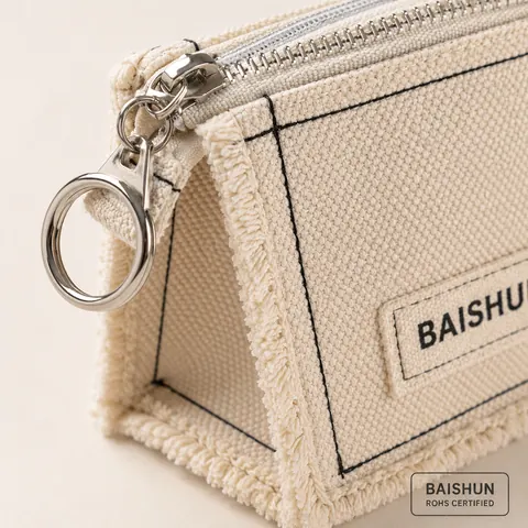 Square Keychain Canvas Zipper Pouch — product gallery view