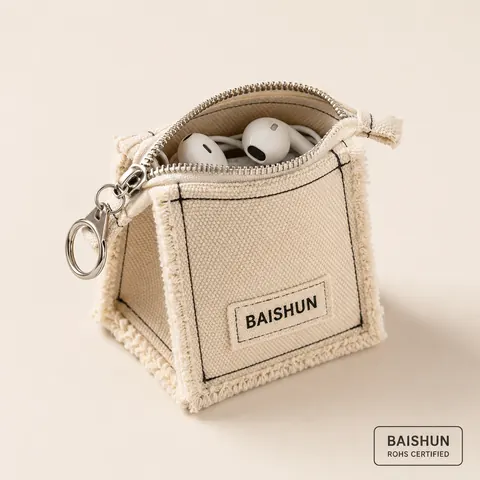 Square Keychain Canvas Zipper Pouch — product gallery view