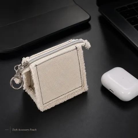 Square Keychain Canvas Zipper Pouch — product gallery view