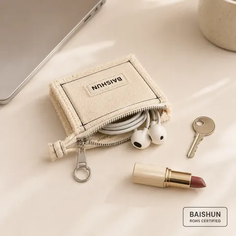 Square Keychain Canvas Zipper Pouch — product gallery view