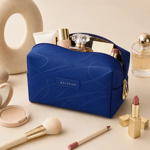 Handled Quilted Cosmetic Bag — product gallery view