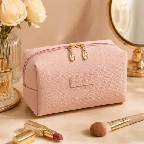 Handled Quilted Cosmetic Bag — product gallery view