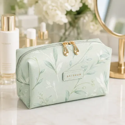 Handled Quilted Cosmetic Bag — product gallery view
