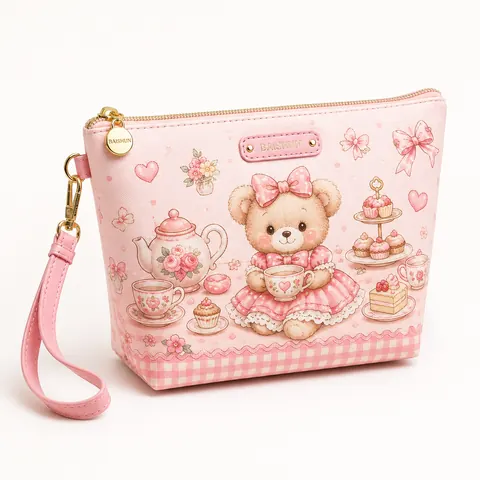 Pink Cartoon Wristlet Zipper Pouch — product gallery view