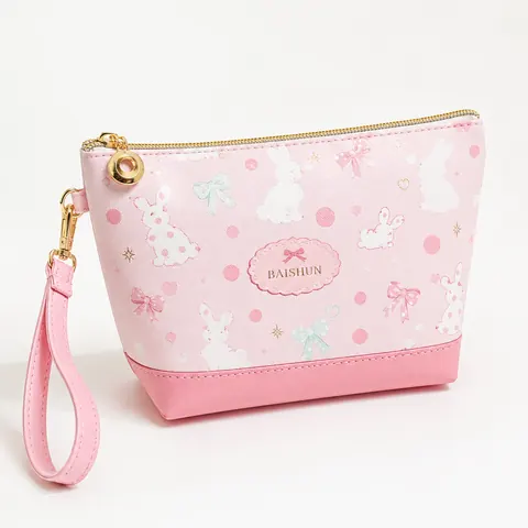 Pink Cartoon Wristlet Zipper Pouch — product gallery view