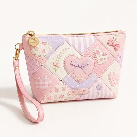 Pink Cartoon Wristlet Zipper Pouch — product gallery view