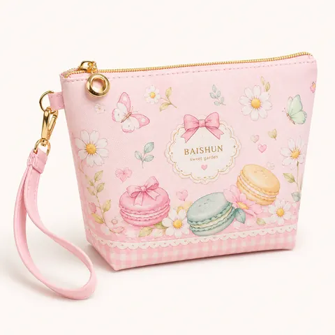 Pink Cartoon Wristlet Zipper Pouch — product gallery view