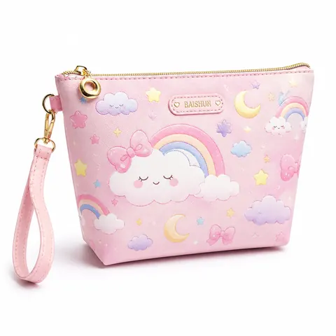 Pink Cartoon Wristlet Zipper Pouch — product gallery view