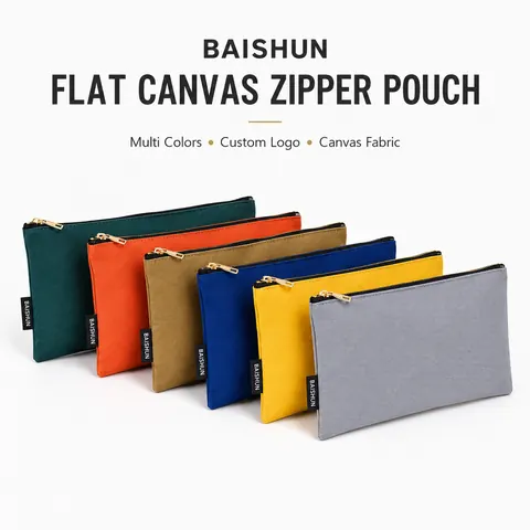 Assorted Flat Canvas Zipper Pouch — product gallery view