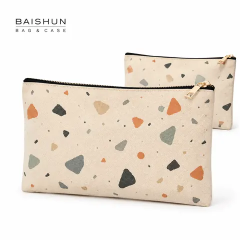 Assorted Flat Canvas Zipper Pouch — product gallery view