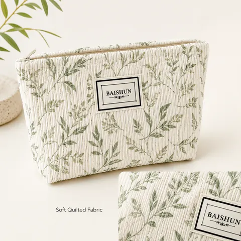Botanical Print Gusseted Cosmetic Pouch — product gallery view