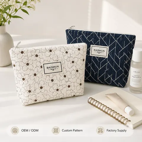 Botanical Print Gusseted Cosmetic Pouch — product gallery view