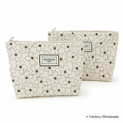Botanical Print Gusseted Cosmetic Pouch — product gallery view