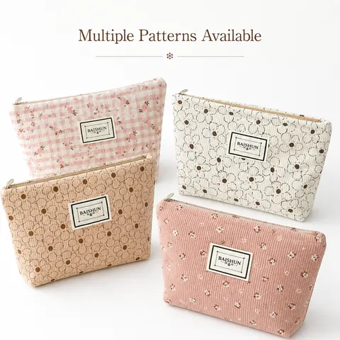 Botanical Print Gusseted Cosmetic Pouch — product gallery view