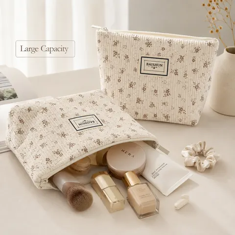 Botanical Print Gusseted Cosmetic Pouch — product gallery view